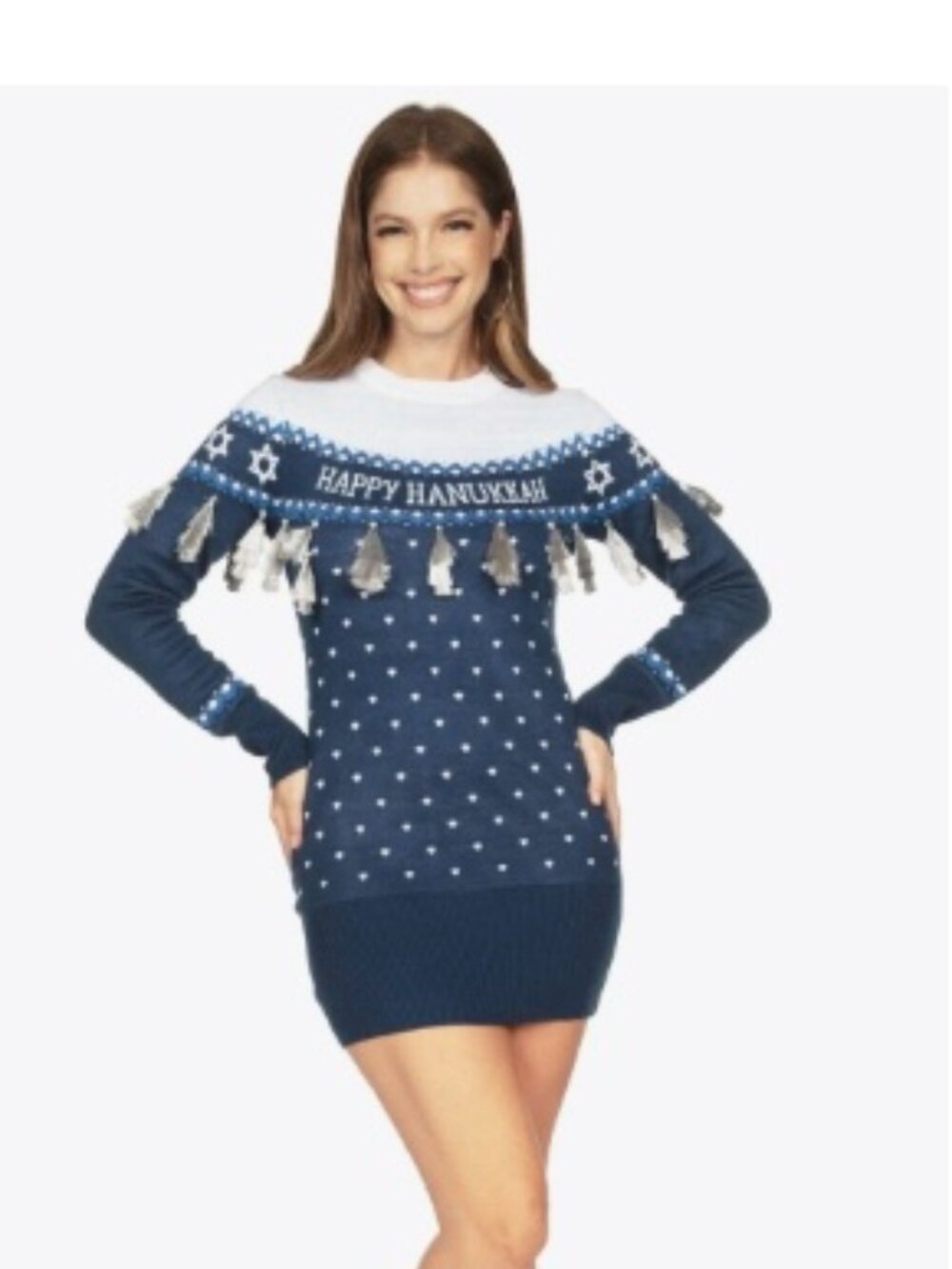 TIPSY ELVES Hanukkah Tassel Sweater Dress Sz